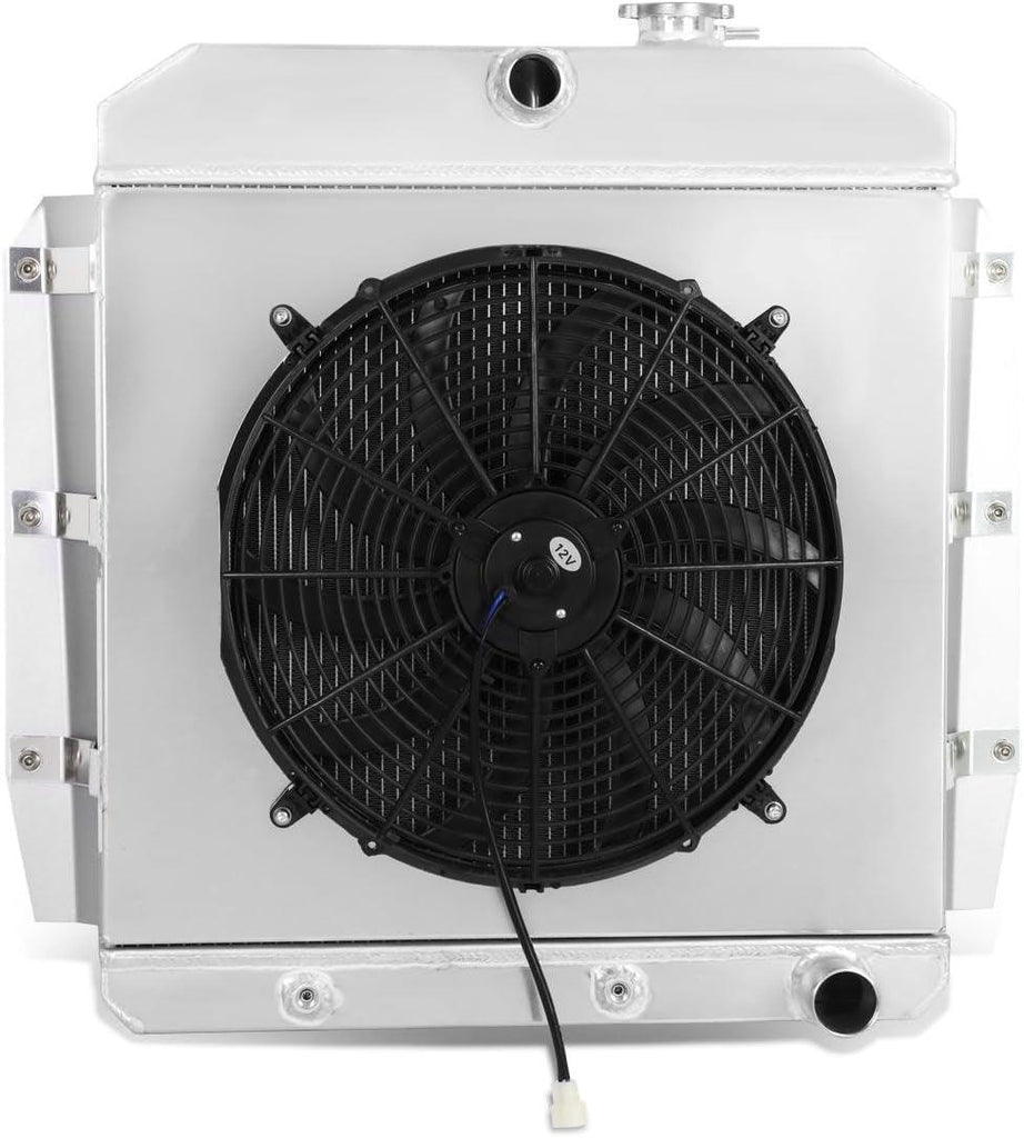 RA+FS-CHEVYT55-3 3-Row Radiator with Fan Shroud Compatible with 55-59 Chevy C-/K-Series Truck/Pickup/Suburban, 3100/3200/3400/3500/ 3600/3700/3800 V8