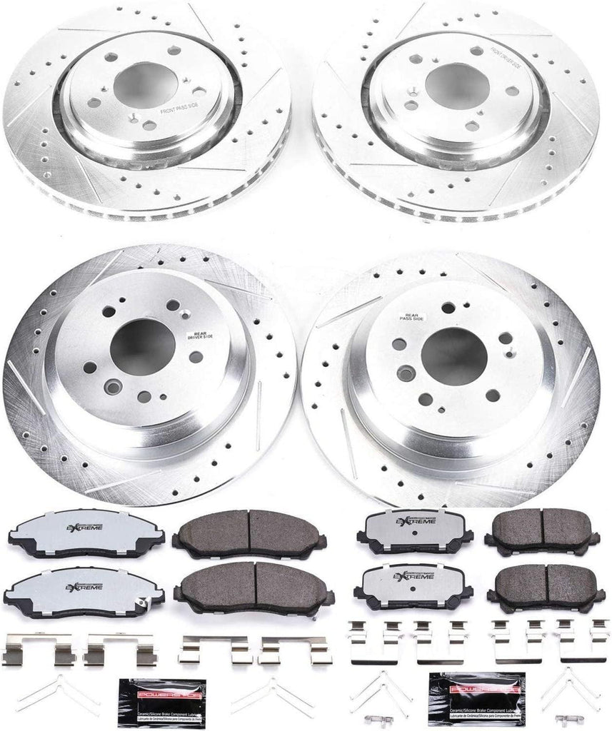 K7576-36 Front and Rear Z36 Truck & Tow Brake Kit, Carbon Fiber Ceramic Brake Pads and Drilled/Slotted Brake Rotors
