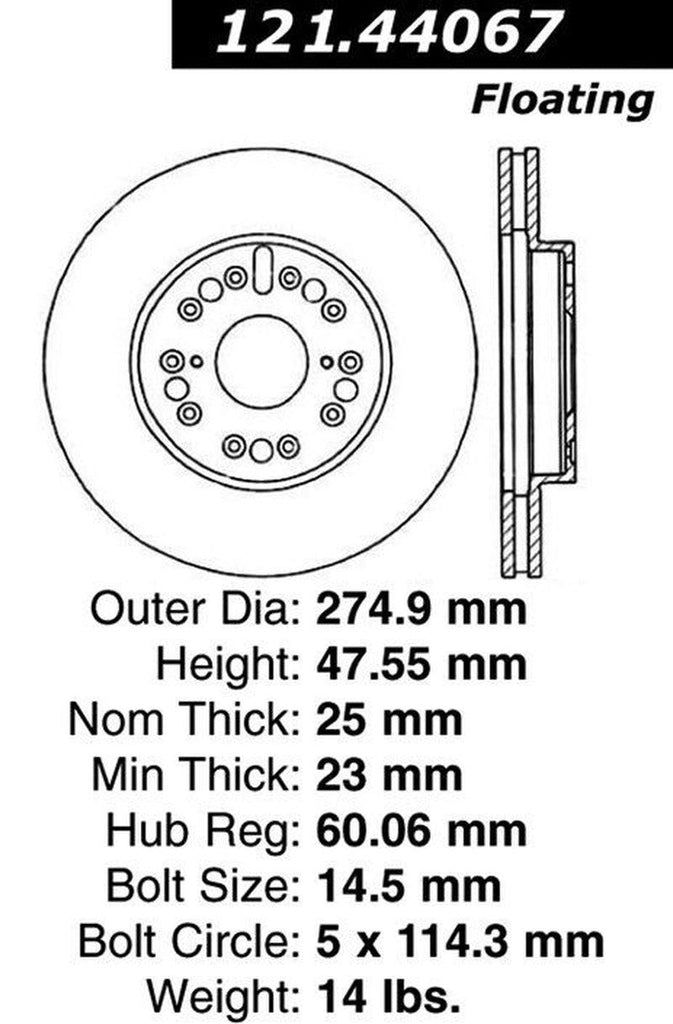 Centric Front Disc Brake Rotor for 1990 LS400 (121.44067)
