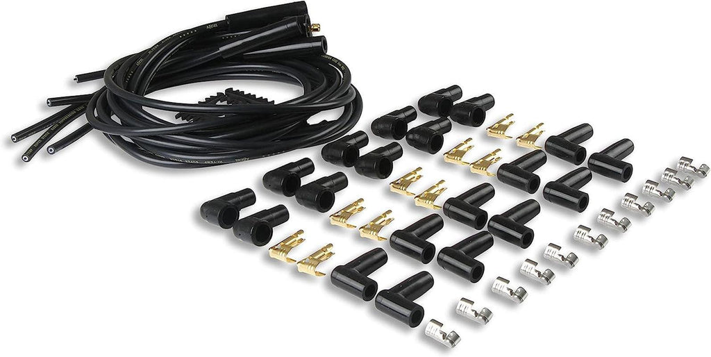 4040K Spark Plug Wire Set- 8Mm - Black Wire with Black Straight Boots