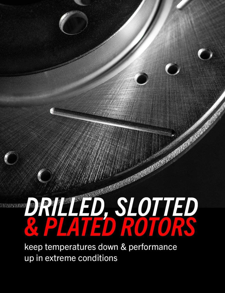 K7881-26 Rear Z26 Carbon Fiber Brake Pads with Drilled & Slotted Brake Rotors Kit