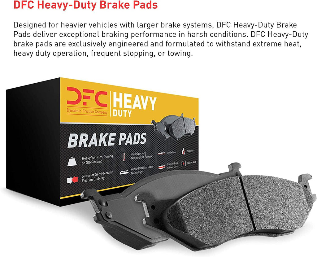 Dynamic Friction Company Front Brake Rotors with Heavy Duty Brake Pads Includes Hardware 6212-67001