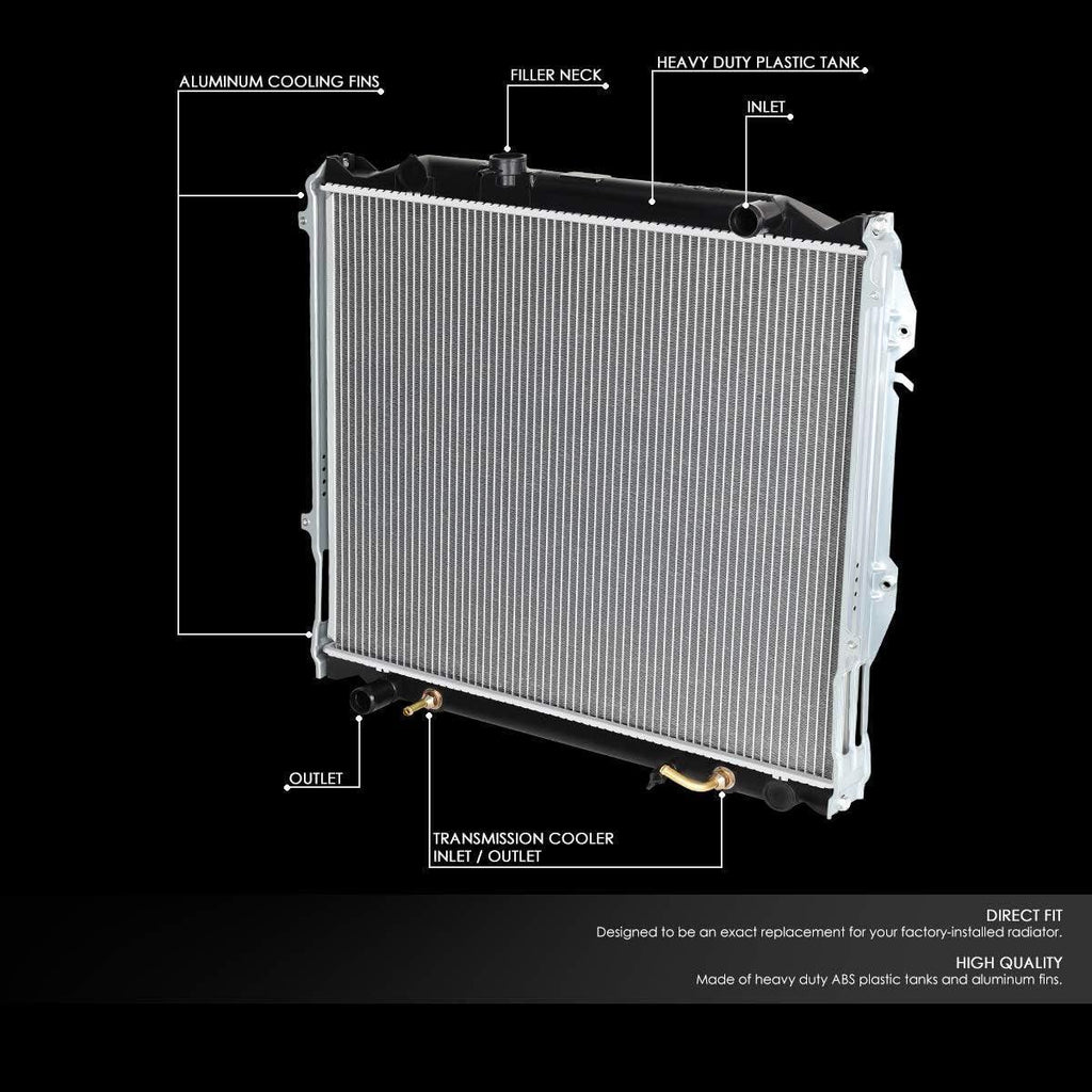 OEM-RA-1998 1-Row OE Style Bolt-On Aluminum Core Radiator Replacement Compatible with 96-02 4Runner at MT, 25-1/8" W X 22-5/8" H X 1" D, 1-3/8" Inlet, 1-3/8" Outlet
