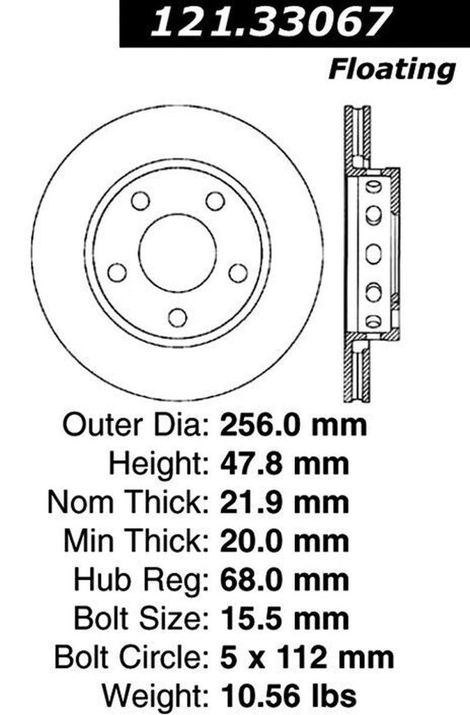 Centric Rear Disc Brake Rotor for 00-02 Audi S4 (121.33067)