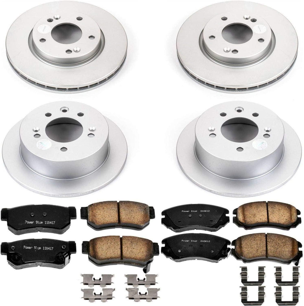 CRK4442 Coated Brake Rotor & Ceramic Brake Pads- Front & Rear