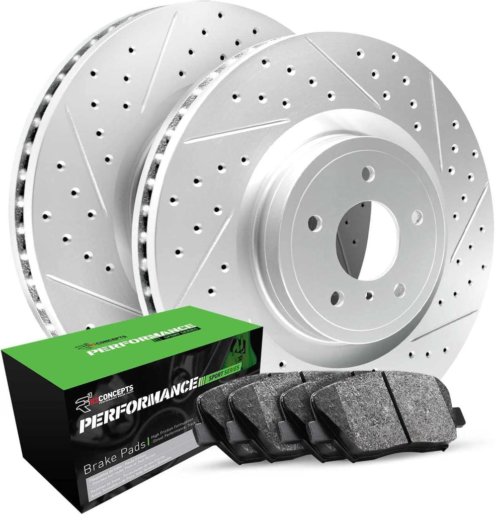 R1 Concepts Front Brakes and Rotors Kit |Front Brake Pads| Brake Rotors and Pads| Peformance Sport Brake Pads and Rotors ||Fits 2008-2019 Pontiac Vibe; Scion Xd; Toyota Corolla, Matrix