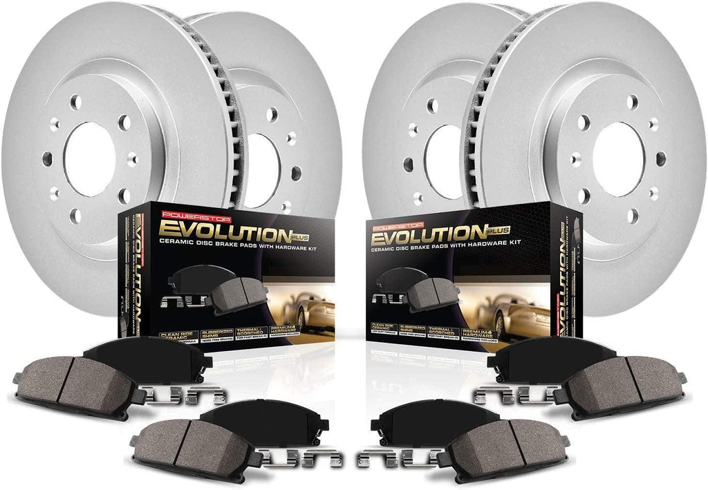 CRK2557 Coated Brake Rotor & Ceramic Brake Pads- Front & Rear