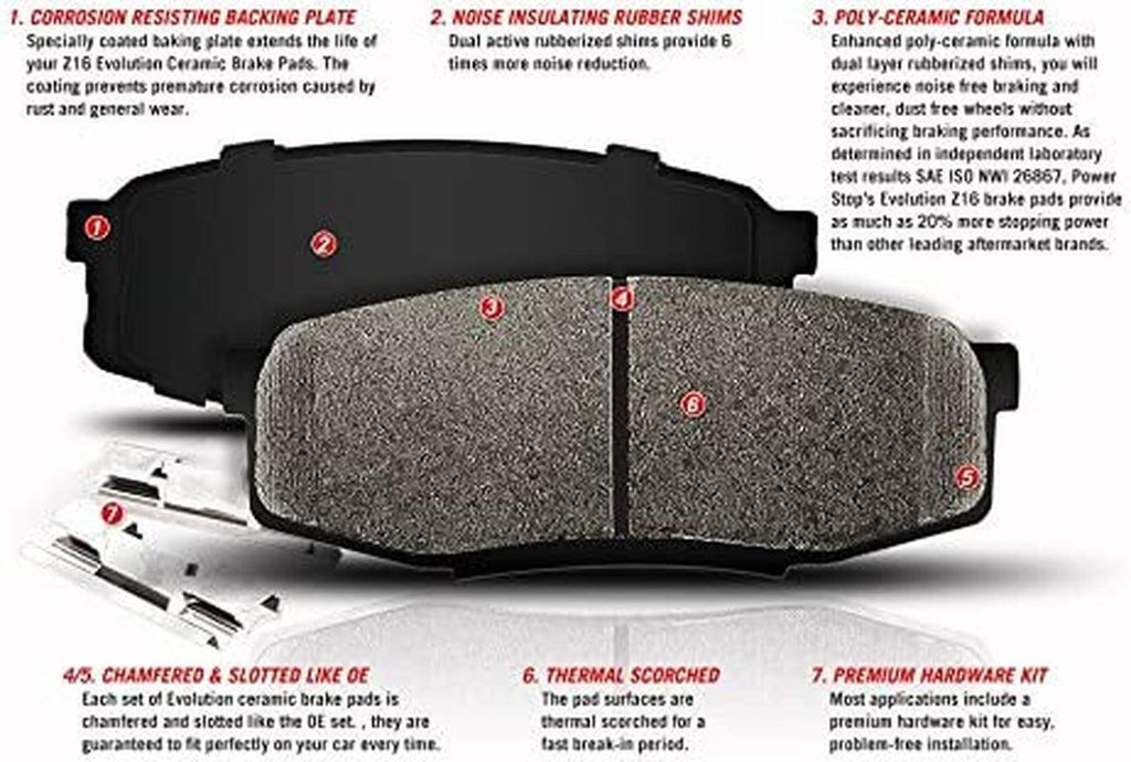 17-1790, Z17 Rear Ceramic Brake Pads with Hardware