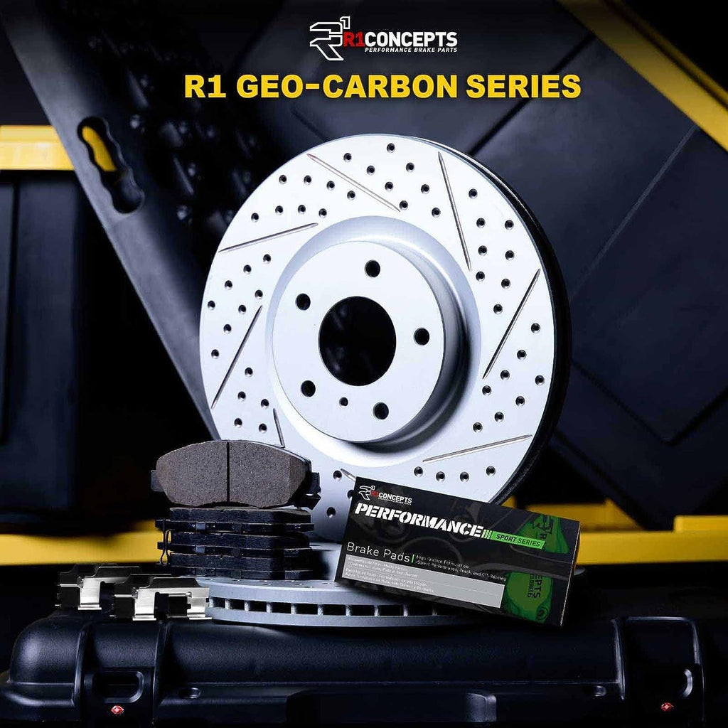 R1 Concepts Front Brakes and Rotors Kit |Front Brake Pads| Brake Rotors and Pads| Peformance Sport Brake Pads and Rotors |Hardware|Fits 2008-2019 Pontiac Vibe; Scion Xd; Toyota Corolla, Matrix