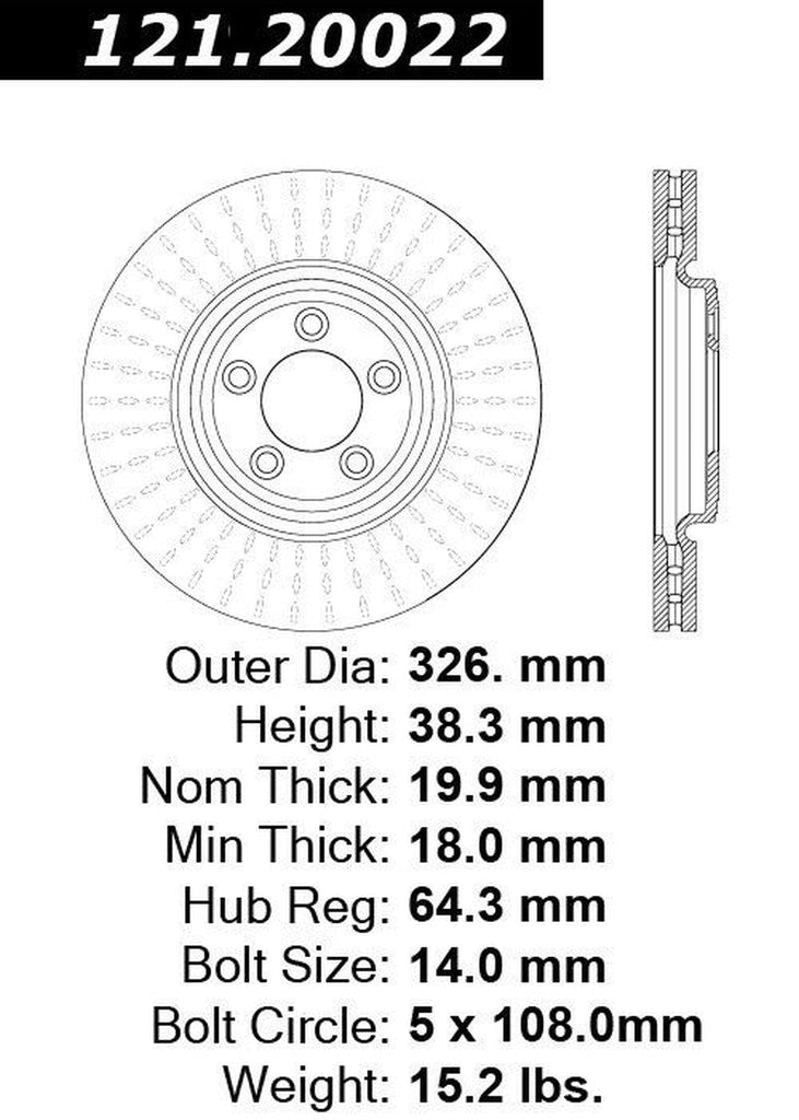 Centric Rear Disc Brake Rotor for Jaguar (121.20022)
