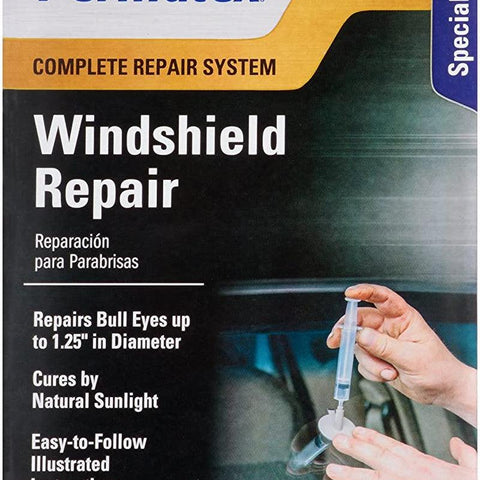 Permatex 09103 Automotive Windshield Repair Kit for Chipped and Cracked Windshields. Permanent Air-Tight Repairs, with Repair Syringe & Plunger, 9-Piece Kit