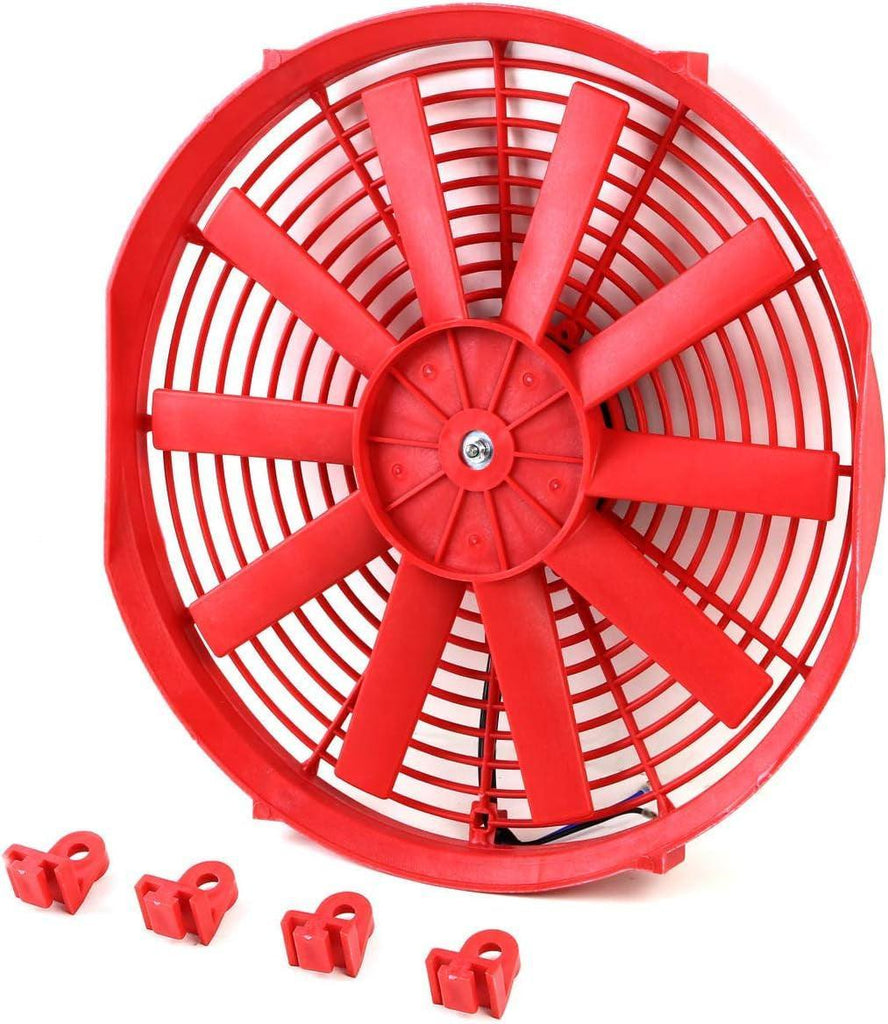 RAF-14-RD+FMK-X2 2Pcs 14" Inch Electric Radiator Cooling Fan Kit (Red)