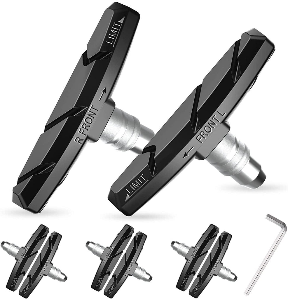 Bike Brake Pads Set, Alritz 3 Pairs Road Mountain Bicycle V-Brake Blocks Shoes with Hex Nut and Shims, No Noise No Skid, 70Mm, for Front and Back Wheel