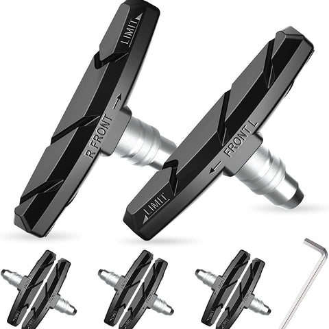 Bike Brake Pads Set, Alritz 3 Pairs Road Mountain Bicycle V-Brake Blocks Shoes with Hex Nut and Shims, No Noise No Skid, 70Mm, for Front and Back Wheel