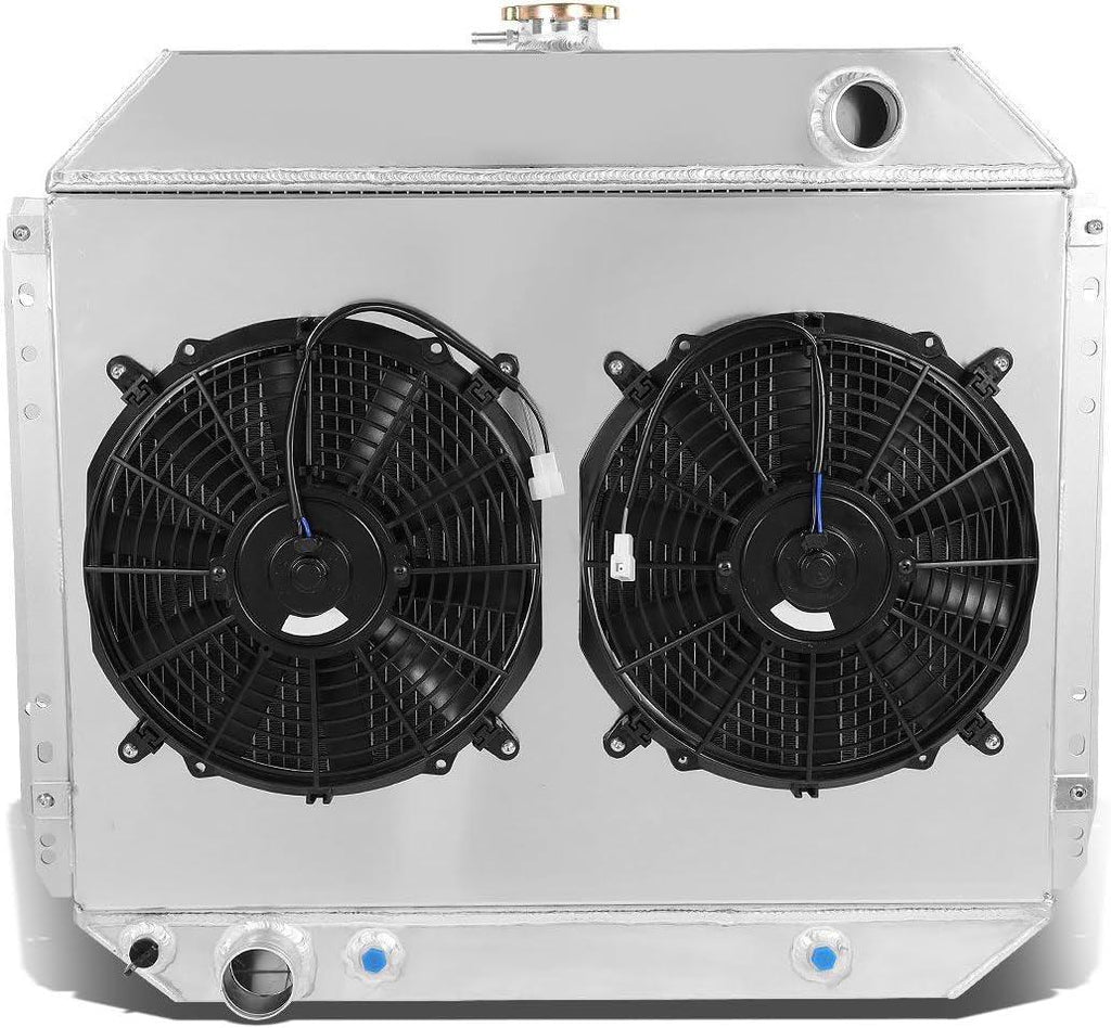 RA+FS-F10068-2 Dual Core 2-Row Radiator W/Fan Shroud Compatible with 1968-1979 F-100 F-150 F-250 Pickup / 1978-1979 Bronco