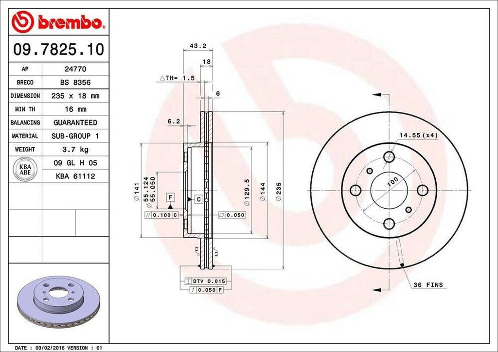 Brembo Front Disc Brake Rotor for 00 Echo (09.7825.10)