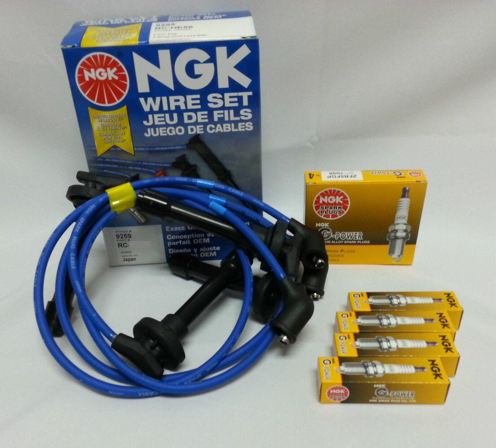 HONDA PRELUDE H22 NGK WIRES-HE65 JAPAN BLUE OEM W/ NGK Platinum Plugs-Zfr5Fgp