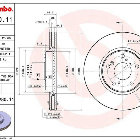 Brembo Front Disc Brake Rotor for Accord, Civic (09.D280.11)