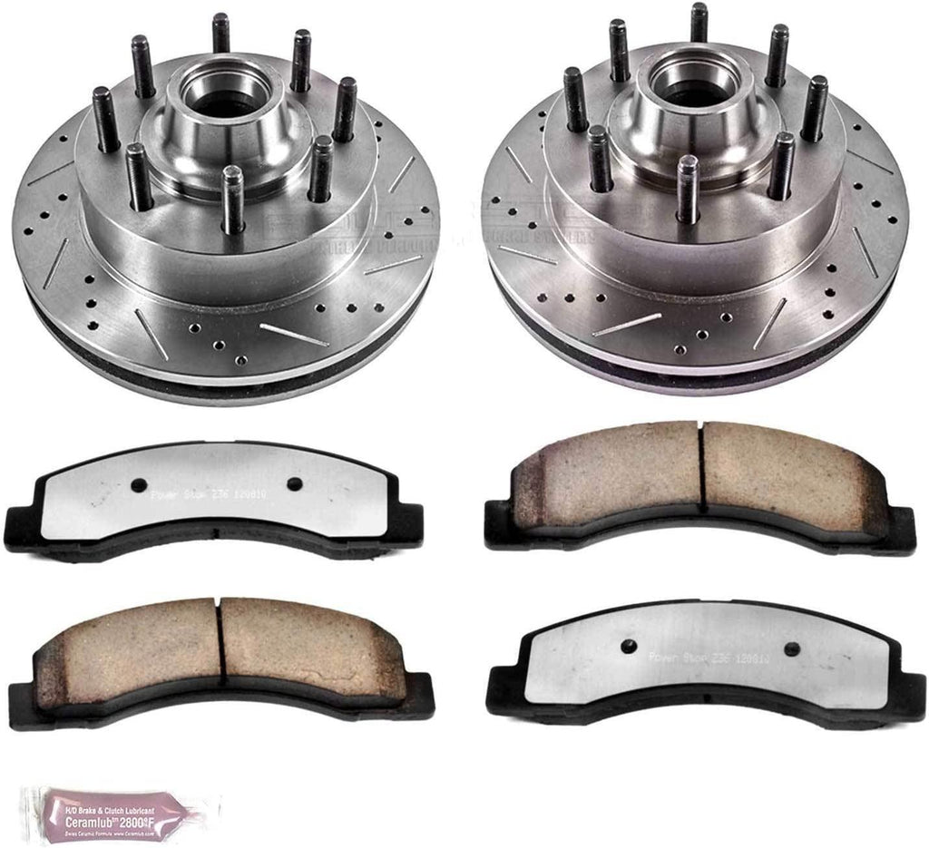 Power Stop K1392-36 Front Z36 Truck & Tow Brake Kit, Carbon Fiber Ceramic Brake Pads and Drilled/Slotted Brake Rotors