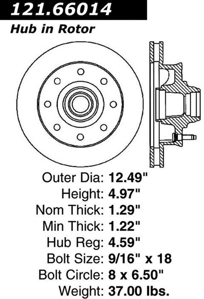 Centric Front Disc Brake Rotor for C2500, C35, C3500 (121.66014)