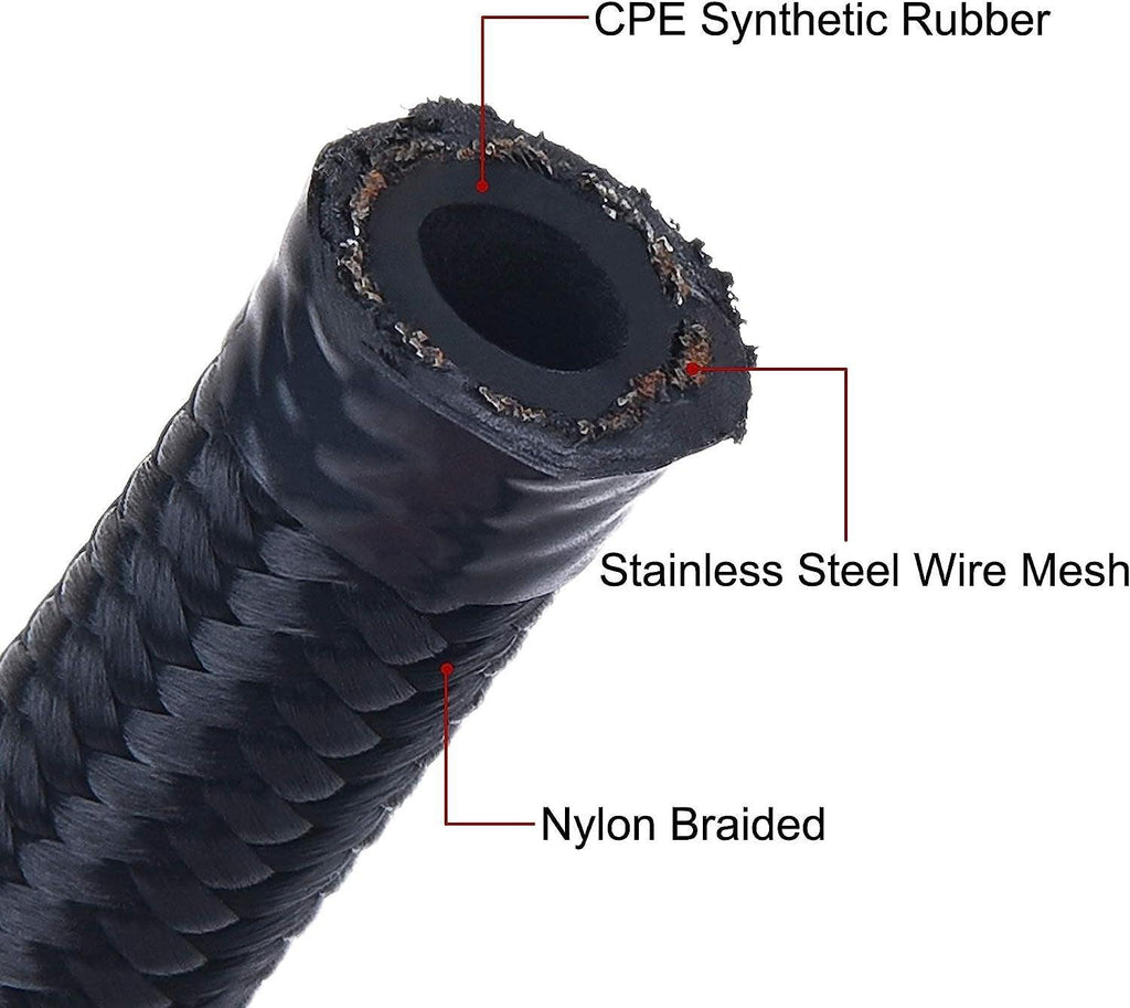 30 Row AN10-10AN Stacked Plate Oil Cooler 6AN 8AN Adapter Universal Engine Transmission Bundle with 6AN 3/8" Fuel Line Hose Fitting Kit Braided Nylon Stainless Steel Oil Gas CPE 20FT Black