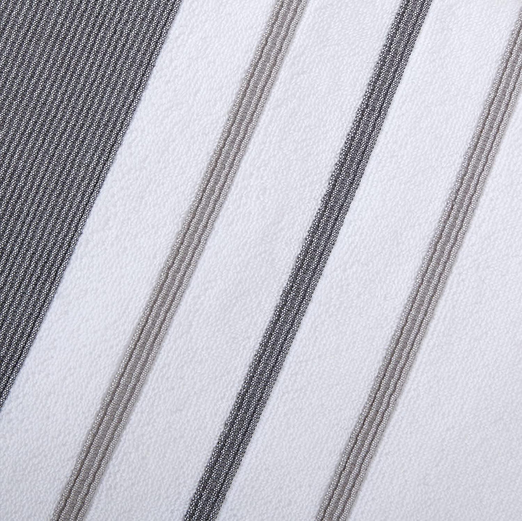 Towel, 6-Piece Luxury Hotel/Spa Cotton Striped Towel Set, 500 GSM. Includes Bath Towels, Hand Towels and Washcloths, Noelle Collection, Dark Grey/Light Grey