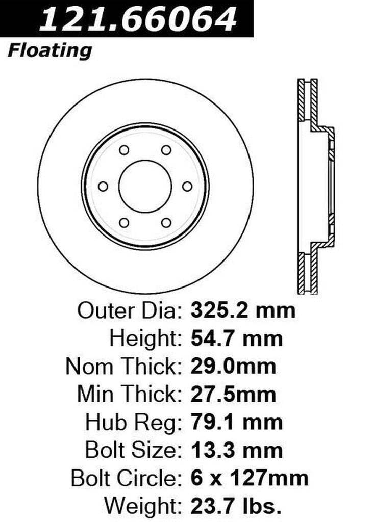 Centric Front Disc Brake Rotor for Trailblazer, 9-7X (121.66064)