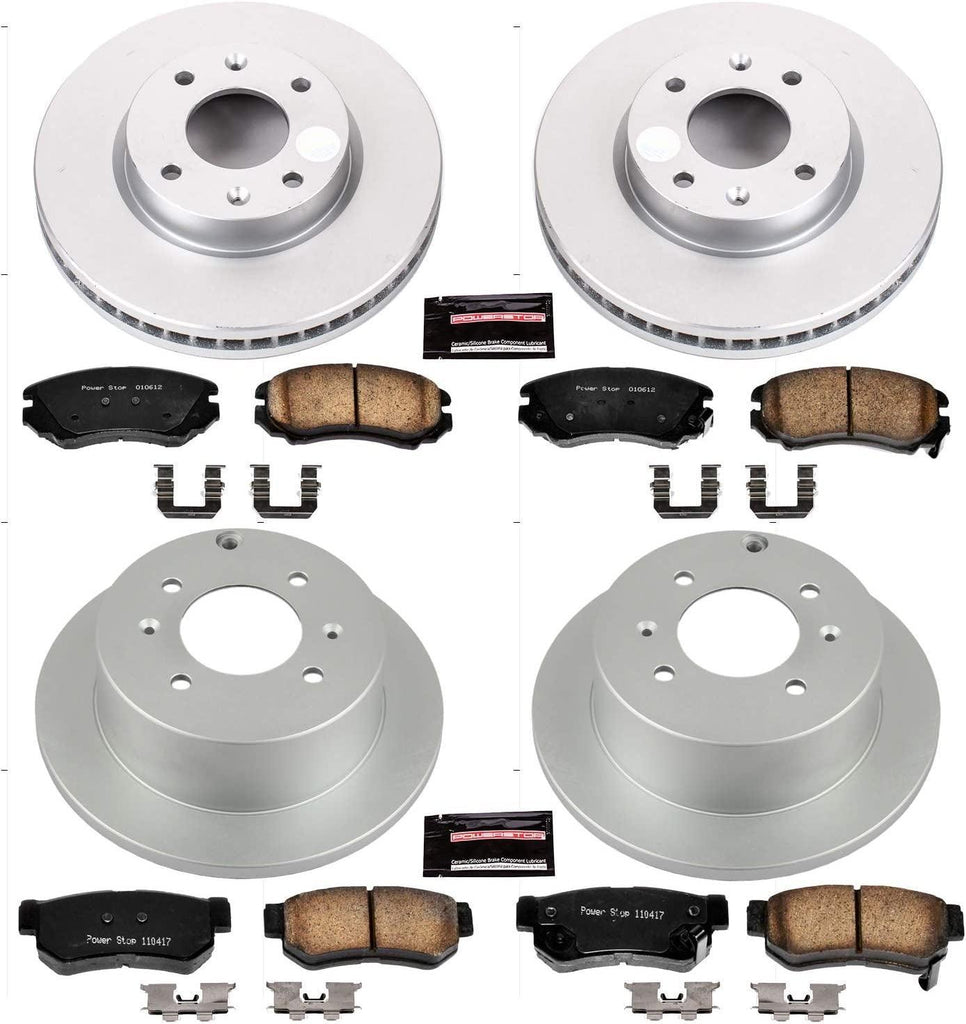 CRK4445 Coated Brake Rotor & Ceramic Brake Pads- Front & Rear