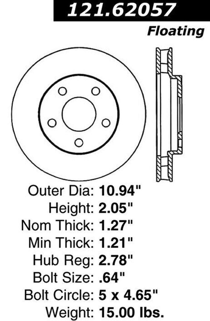 Front Disc Brake Rotor for Century, Lesabre, Venture+More (121.62057)