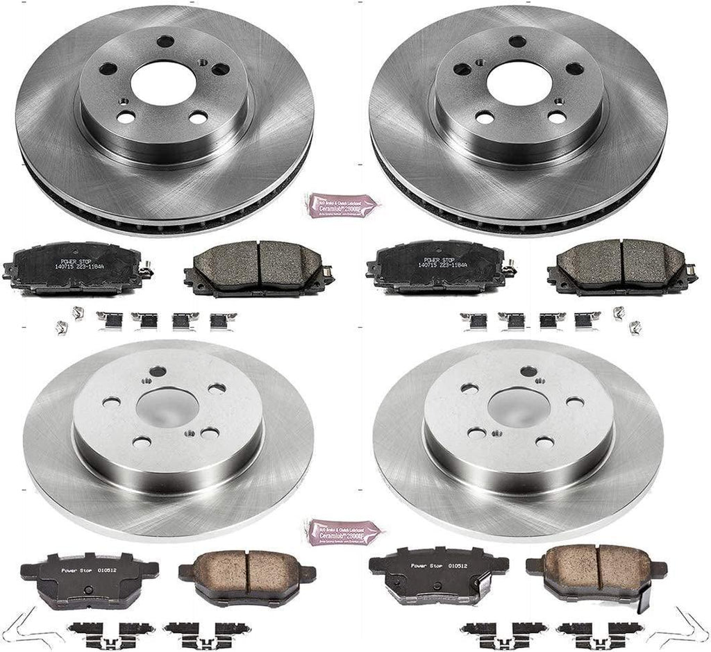 KOE5871 Autospecialty Front and Rear Replacement Brake Kit-Oe Brake Rotors & Ceramic Brake Pads, Black