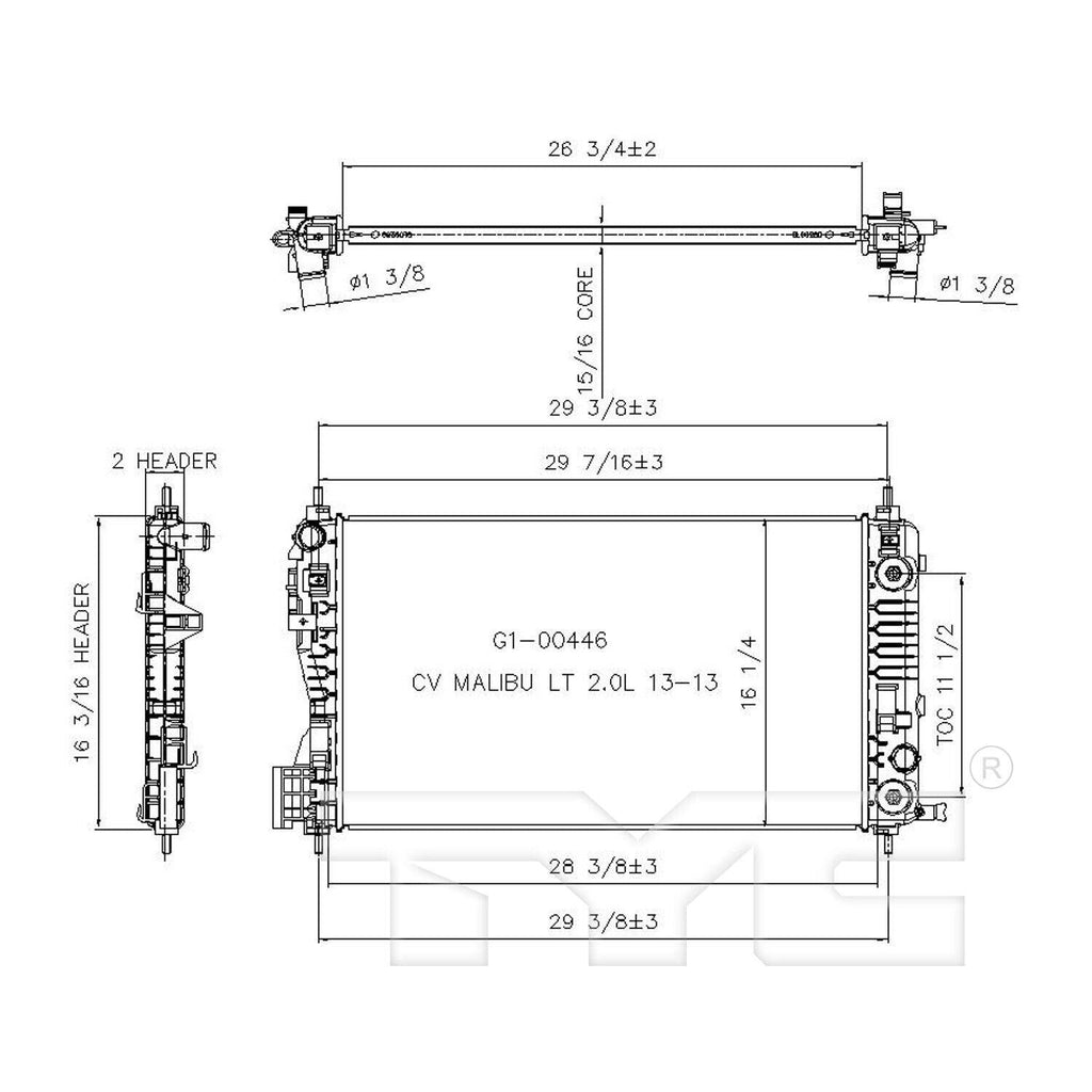 TYC Radiator for Impala, Regal, Malibu Limited, Malibu 13332