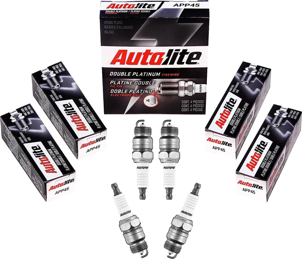 Autolite APP45 Double Platinum Automotive Replacement Spark Plugs (4 Pack)
