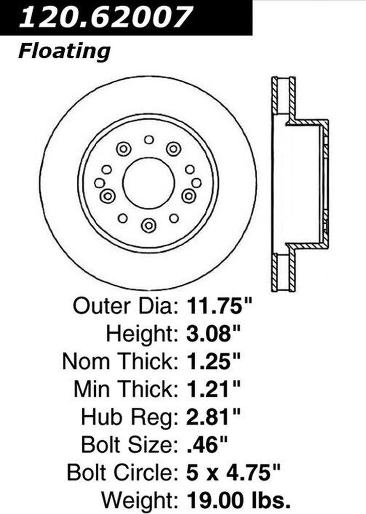 Centric Front Disc Brake Rotor for Chevrolet (120.62007)