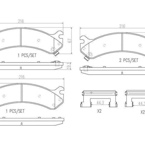 Front Disc Brake Pad Set for Express 2500, Express 3500+More (P10026N)
