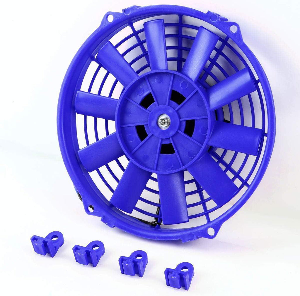 RAF-9-BL+FMK-X2 2Pcs 9" Inch Electric Radiator Cooling Fan Kit (Blue)