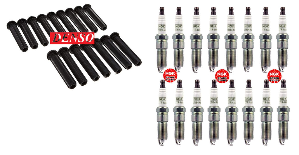 NGK Spark Plug 16PC + DENSO Coil Boot Set for Dodge Ram Charger Magnum HEMI