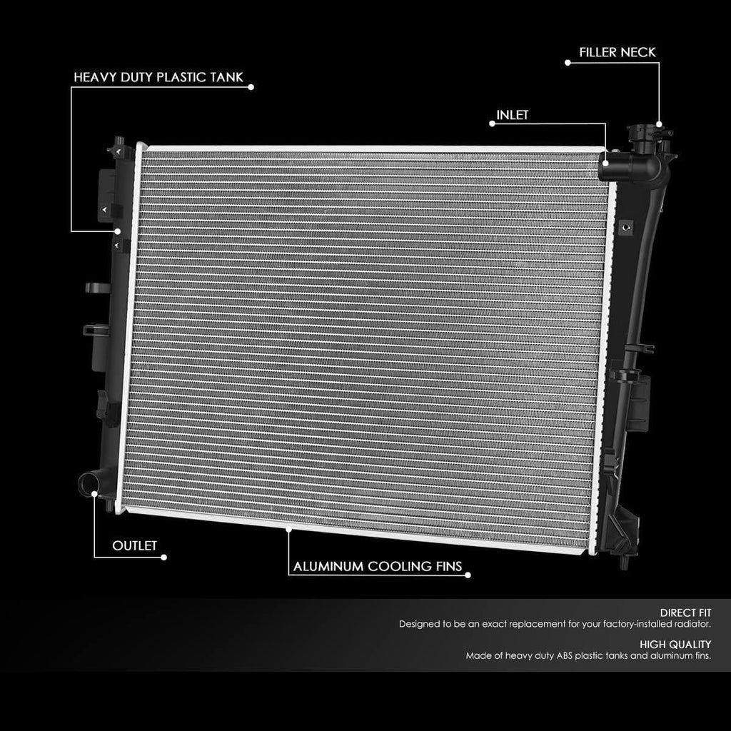 OEM-RA-13531 OE Style 1-Row Aluminum Core Radiator Compatible with 11-15 Sonata Optima,25" W X 19-3/8" H X 5/8" D,1-3/8" Inlet / 1-3/8" Outlet