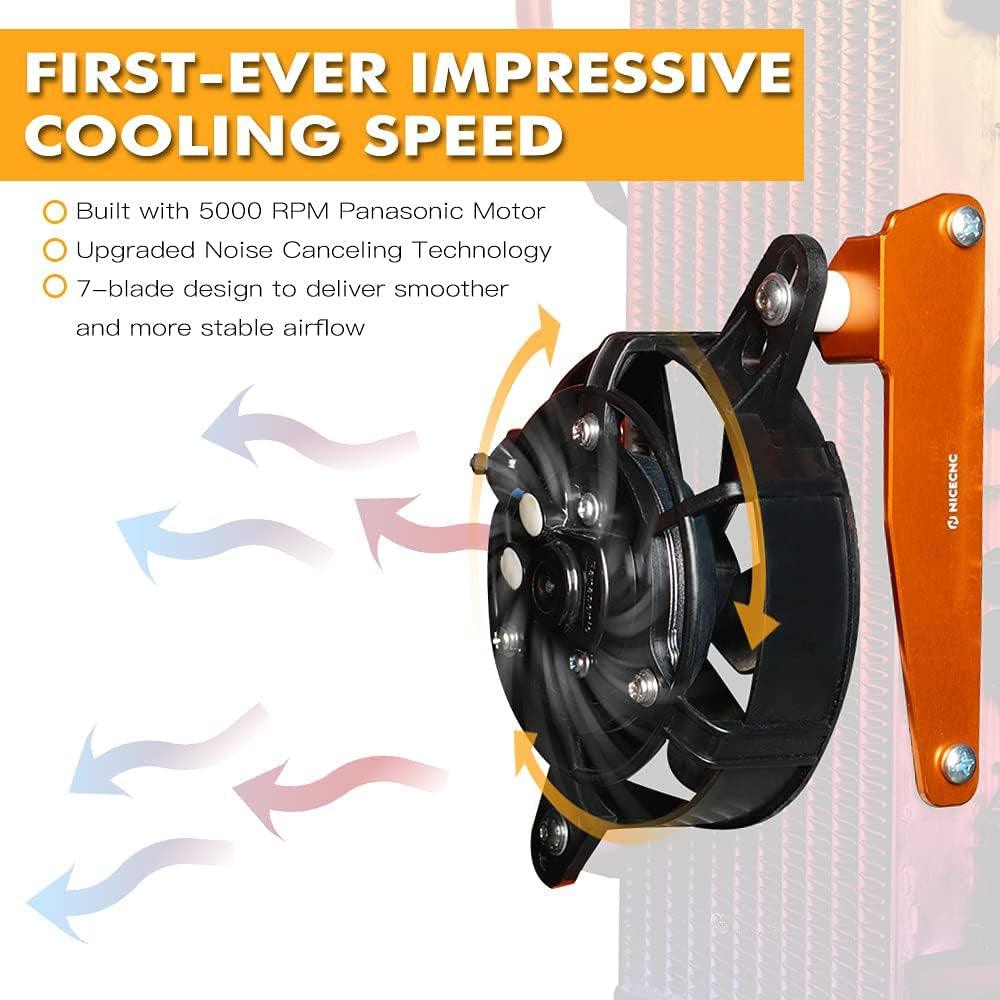 Orange Oil Change Drain Tool & Electric Radiator Cooling Fan Set 2 + 4 Stroke Compatible with KTM 250 350 450 Xcf,See Fitment