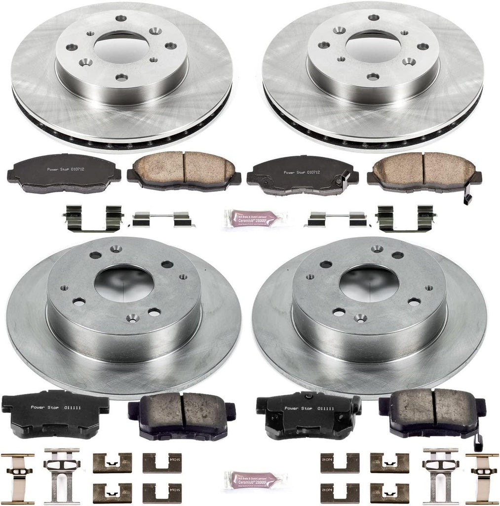 Power Stop Front and Rear KOE1240 Stock Replacement Brake Pad and Rotor Kit Autospecialty [Fits 1998-2002 Honda Accord 4 Cyl, 1998-1999 Acura CL 4 Cyl.]