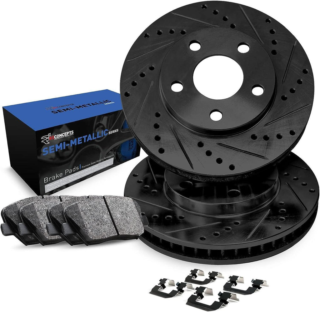 R1 Concepts Front Brakes and Rotors Kit |Front Brake Pads| Brake Rotors and Pads| Semi Metallic Brake Pads and Rotors |Hardware Kit |Fits 2008-2019 Pontiac Vibe, Scion Xd, Toyota Corolla, Matrix