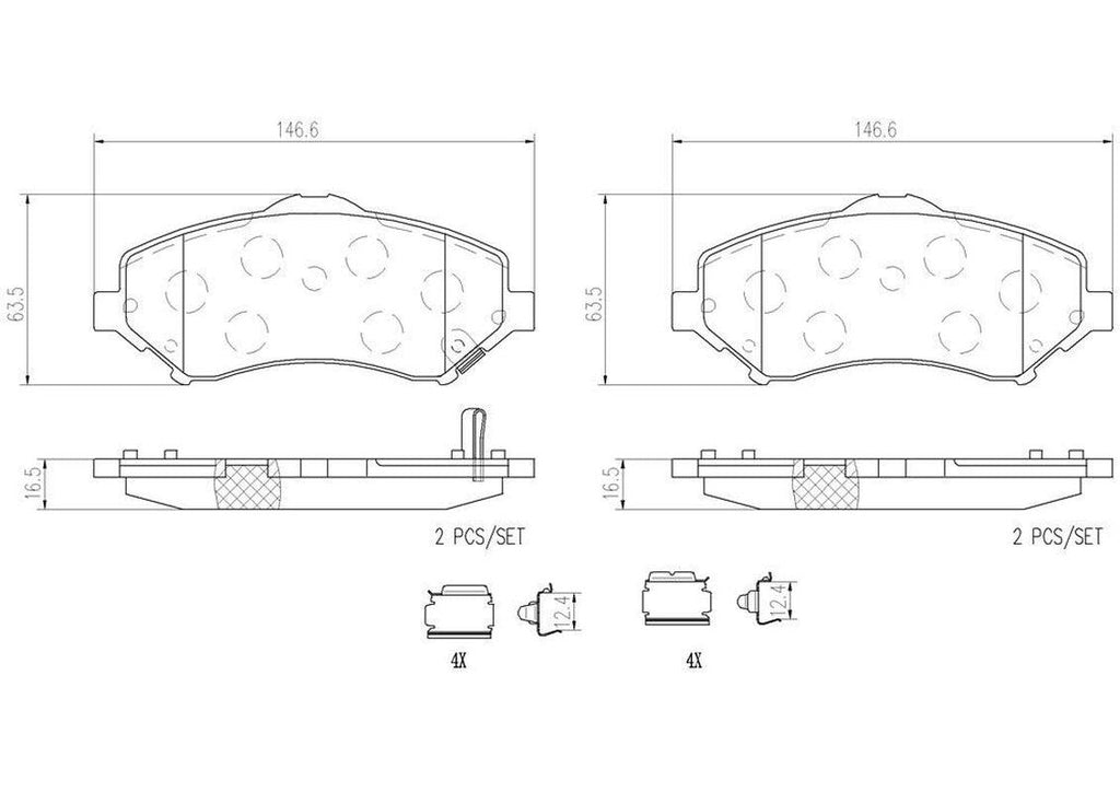 Front Disc Brake Pad Set for Wrangler JK, Wrangler+More (P11025N)