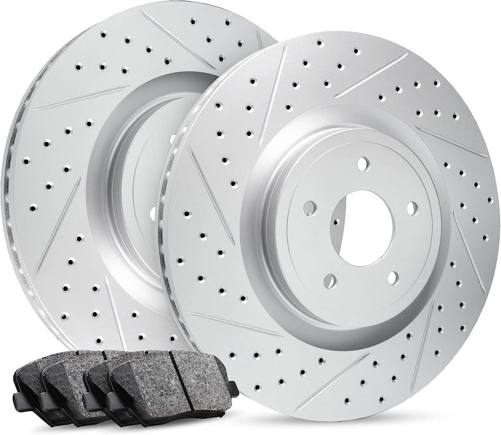 R1 Concepts Front Brakes and Rotors Kit |Front Brake Pads| Brake Rotors and Pads| Ceramic Brake Pads and Rotors |Hardware Kit |Fits 2008-2019 Pontiac Vibe, Scion Xd, Toyota Corolla, Matrix