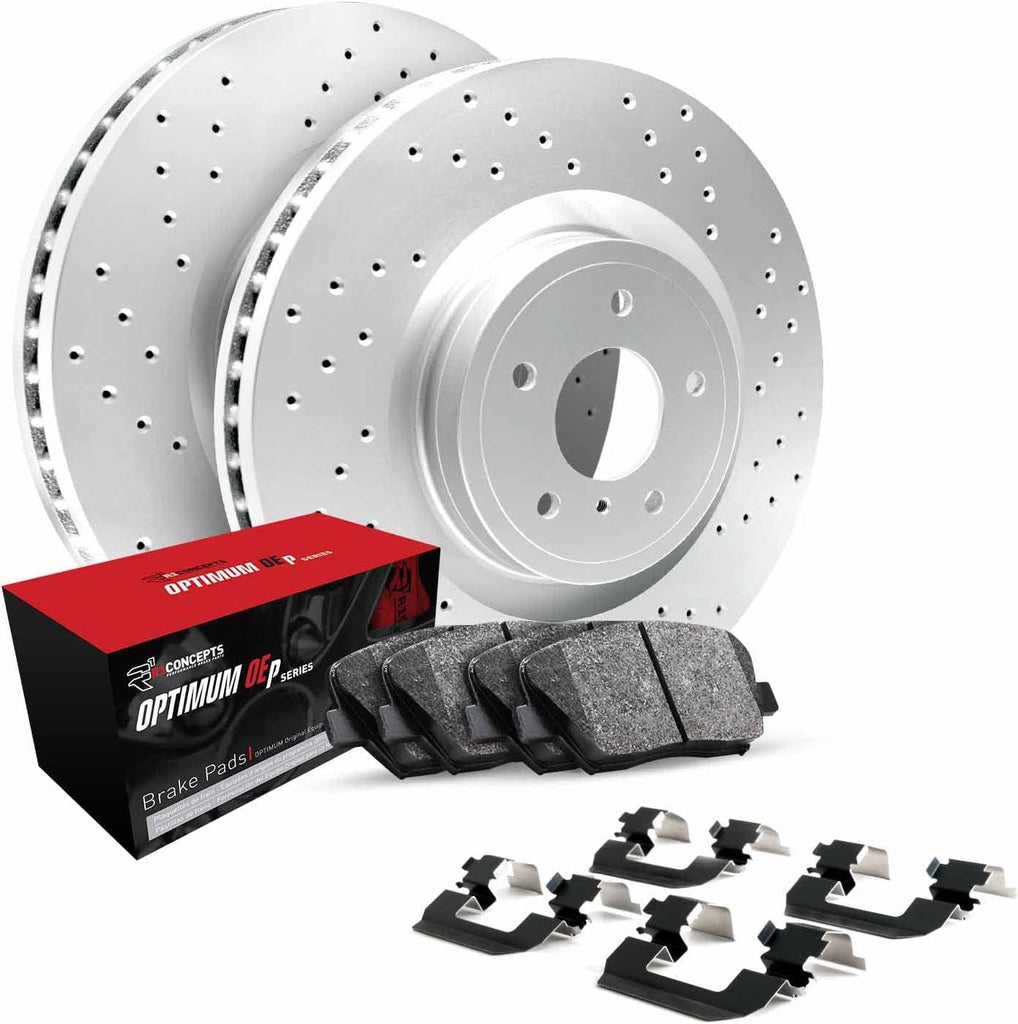 R1 Concepts Front Brakes and Rotors Kit |Front Brake Pads| Brake Rotors and Pads| Optimum Oep Brake Pads and Rotors| Hardware Kit|Fits 2008-2019 Pontiac Vibe; Scion Xd; Toyota Corolla, Matrix