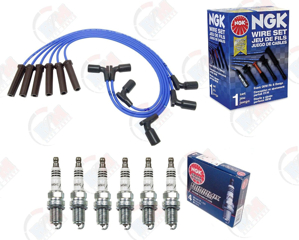 NGK "IRIDIUM" Spark Plugs & BLUE Wires for 2008-2013 Chevrolet GMC 1500 4.3L V6