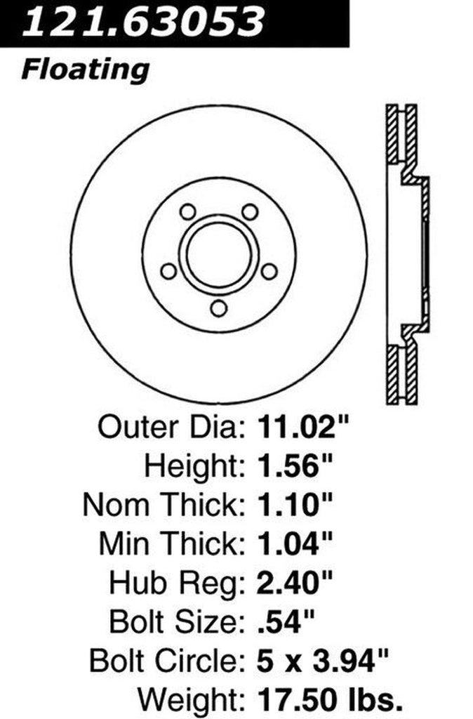 Centric Front Disc Brake Rotor for PT Cruiser, Neon (121.63053)