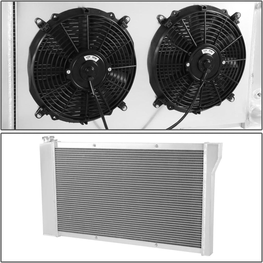 RA+FS-CK67-3 3-Row Radiator with Fan Shroud Compatible with 67-72 Chevy/Gm C/K Series Pickup