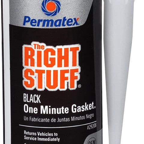 Permatex 29208 the Right Stuff 1 Minute Black Gasket Maker, 5 Oz. - Flexible, Gear Oil-Resistant, Fastest Return to Service Black RTV Silicone Sealant