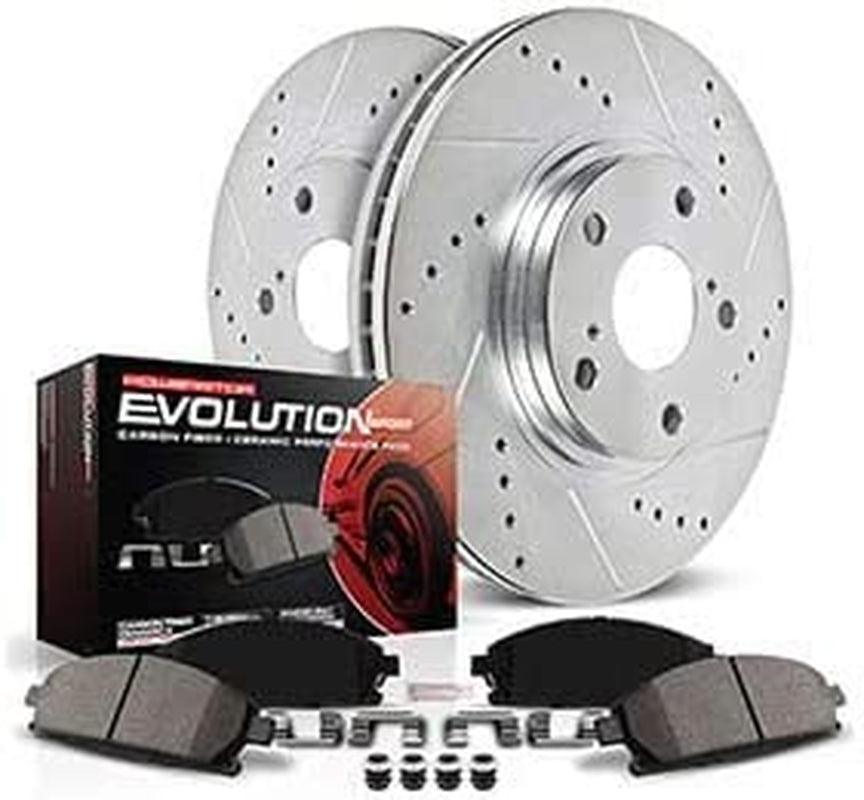 K5857 Front Z23 Carbon Fiber Brake Pads with Drilled & Slotted Brake Rotors Kit