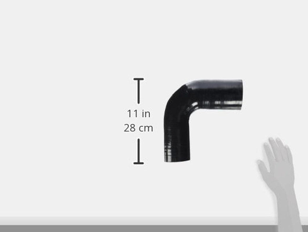 HPS HTSER90-300-350-BLK Silicone High Temperature 4-Ply Reinforced 90 Degree Elbow Reducer Coupler Hose, 30 PSI Maximum Pressure, 4" Leg Length on Each Side, 3" > 3-1/2" ID, Black