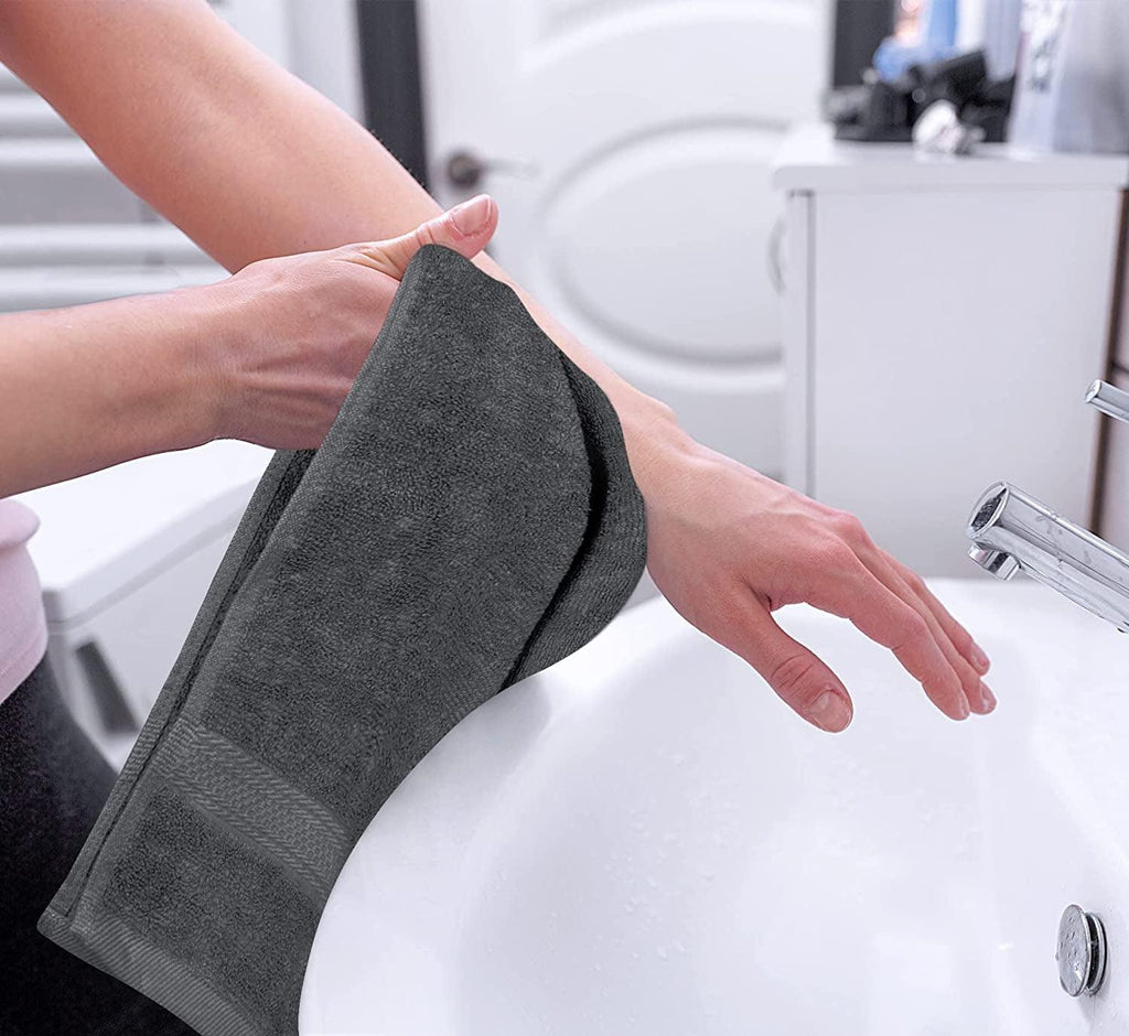 6 Pack Premium Hand Towels Set, (16 X 28 Inches) 100% Ring Spun Cotton, Ultra Soft and Highly Absorbent 600GSM Towels for Bathroom, Gym, Shower, Hotel, and Spa (Grey)
